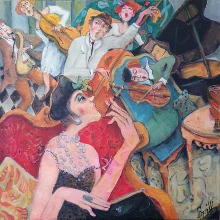 Peinture Crazy and elegant rhythmic evening par Garilli Nicole | Tableau Figuratif Acrylique, Fusain Scènes de vie