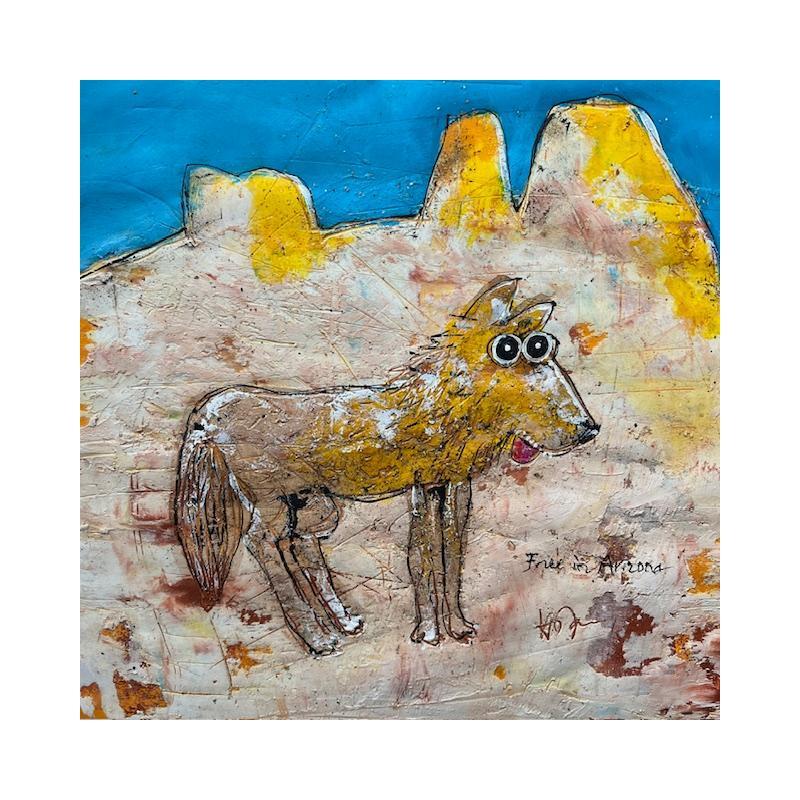 Peinture Coyotes in the Canyon of Sedona par Maury Hervé | Tableau Art Singulier Animaux