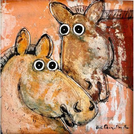 Peinture Couple of Horses par Maury Hervé | Tableau Art Singulier Animaux