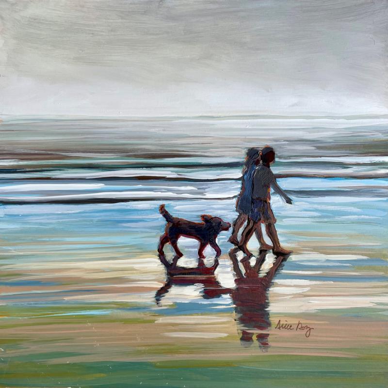 Painting Lumière métallique by Alice Roy | Painting Figurative Landscapes Marine Life style Acrylic