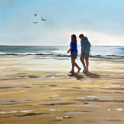 Peinture Promenade du matin par Alice Roy | Tableau Figuratif Acrylique Marine, Paysages, Scènes de vie