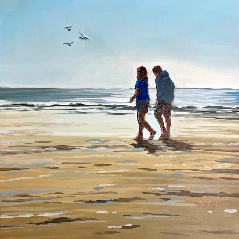 Peinture Promenade du matin par Alice Roy | Tableau Figuratif Paysages Marine Scènes de vie Acrylique