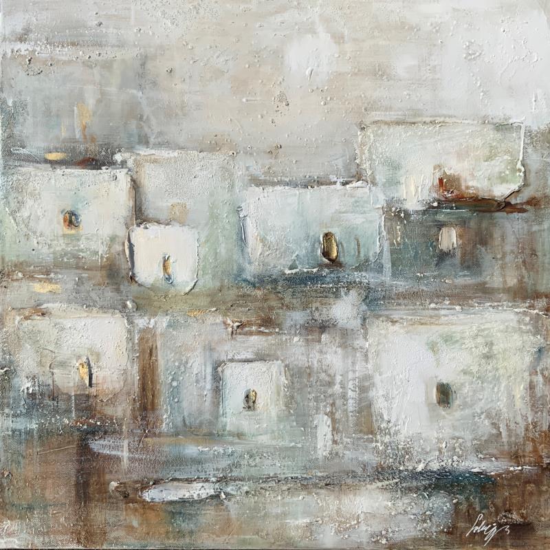 Peinture White Tetouan par Solveiga | Tableau Abstrait Paysages Architecture Noir & blanc Acrylique