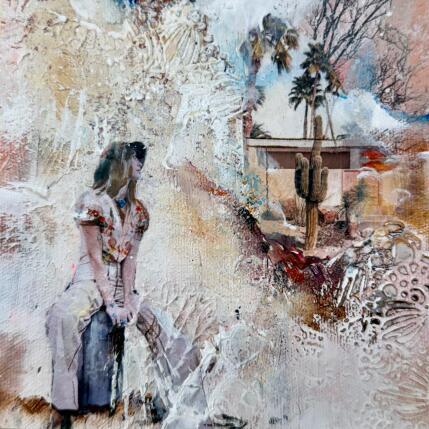 Painting Looking to My New Dream by Bergeron Marie-Josée | Painting Abstract Acrylic, Gluing, Paper, Pastel, Posca