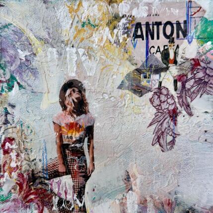 Painting Follow Me by Bergeron Marie-Josée | Painting Surrealism Acrylic, Gluing, Paper, Pastel, Posca