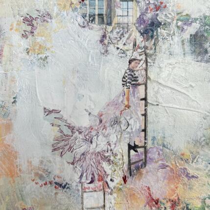 Painting Scaling New Heights by Bergeron Marie-Josée | Painting Surrealism Acrylic, Gluing, Paper, Pastel, Posca Pop icons