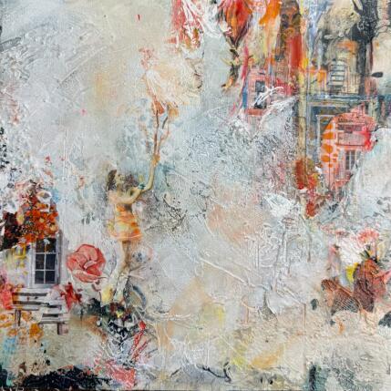 Painting Up to the Sky II by Bergeron Marie-Josée | Painting Surrealism Acrylic, Gluing, Paper, Pastel, Posca