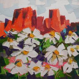 Painting Sedona Flowers by Lunetskaya Elena | Painting Impressionism Oil Landscapes, Minimalist, Nature, Pop icons