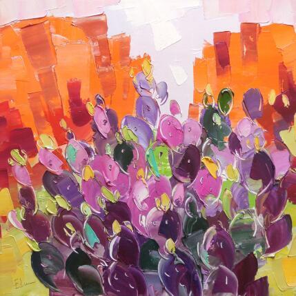 Painting Purple prickly pear by Lunetskaya Elena | Painting Figurative Oil Landscapes, Minimalist, Nature