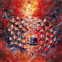 Painting Concert rouge by Reymond Pierre | Painting Figurative Oil Music