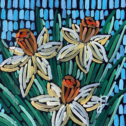 Painting 3 narcissus by Dmitrieva Daria | Painting Impressionism Acrylic Nature