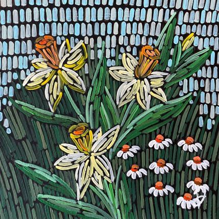 Painting narcissus &daisies  by Dmitrieva Daria | Painting Impressionism Acrylic Nature, Pop icons