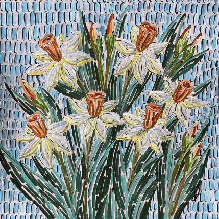 Painting narcissus by Dmitrieva Daria | Painting Impressionism Acrylic Nature