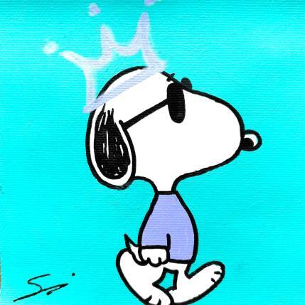 Peinture SNOOPY THE FLUOR KING par Mestres Sergi | Tableau Pop-art Acrylique, Graffiti Enfant, Icones Pop, Minimaliste