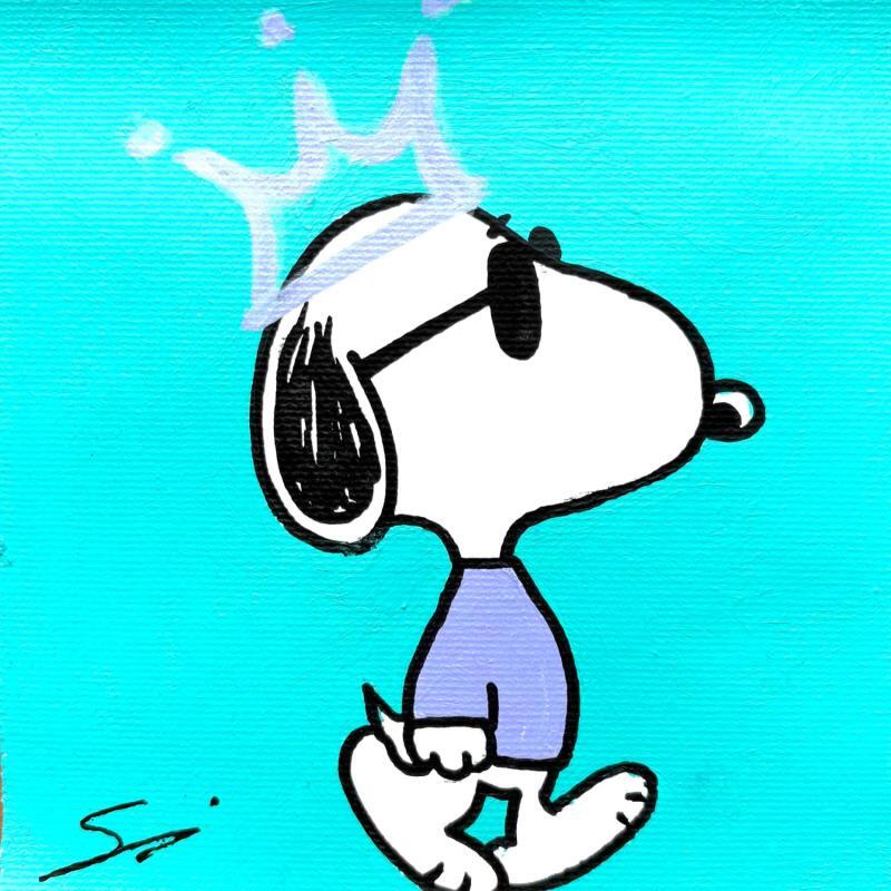 Pintura SNOOPY THE FLUOR KING por Mestres Sergi | Pintura Pop art Iconos pop Niño Minimalista Graffiti Acrílico