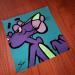 Peinture VIOLET PINK PANTHER par Mestres Sergi | Tableau Pop-art Icones Pop Enfant Minimaliste Graffiti Acrylique