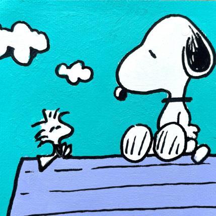 Peinture SNOOPY WITH A FLUOR FRIEND par Mestres Sergi | Tableau Pop-art Acrylique, Graffiti Enfant, Icones Pop, Minimaliste