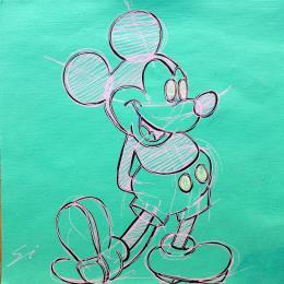 Peinture MICKEY FLUOR EYES par Mestres Sergi | Tableau Pop-art Acrylique, Graffiti Enfant, Icones Pop