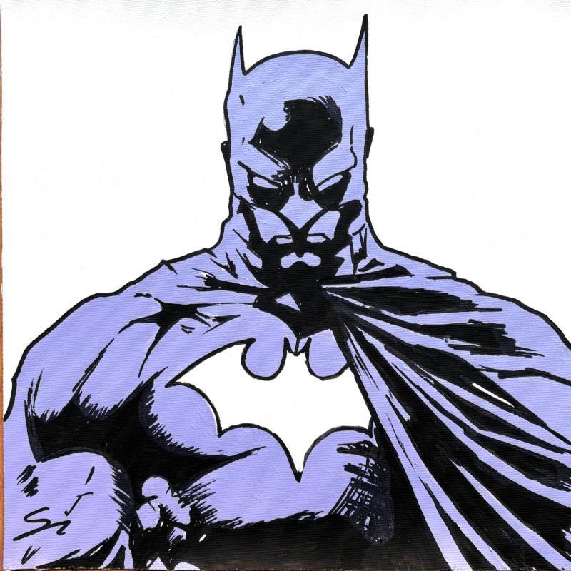 Painting Fluor heart Batman by Mestres Sergi | Painting Pop-art Portrait Pop icons Graffiti Acrylic