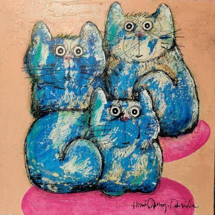 Peinture 3 petits chats par Maury Hervé | Tableau Art Singulier Animaux