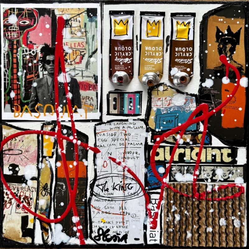 Painting The King by Costa Sophie | Painting Pop-art Pop icons Acrylic Gluing Upcycling