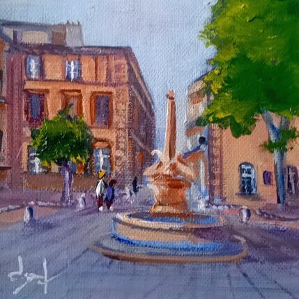 Peinture Fontaine des 4 dauphins à Aix  par Degabriel Véronique | Tableau Figuratif Huile Paysages, Scènes de vie, Urbain