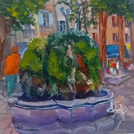 Peinture La fontaine des 9 canons à Aix  par Degabriel Véronique | Tableau Figuratif Huile Paysages, Scènes de vie, Urbain