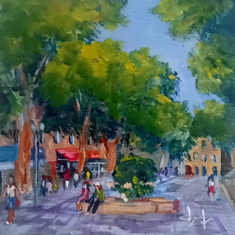 Painting Promenade sur le cours Mirabeau à Aix  by Degabriel Véronique | Painting Figurative Landscapes Urban Life style Oil