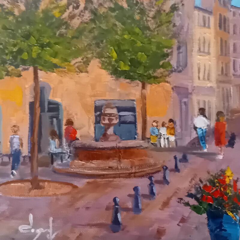 Peinture Promenade dans les rues d'Aix  par Degabriel Véronique | Tableau Figuratif Paysages Urbain Scènes de vie Huile