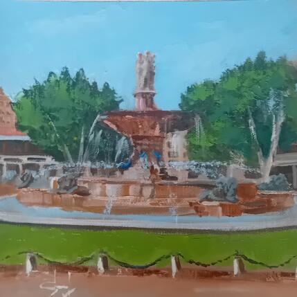 Painting La fontaine de la rotonde à Aix by Degabriel Véronique | Painting Figurative Oil Landscapes, Life style, Pop icons, Urban