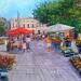 Painting Ce matin on va au marché à Aix by Degabriel Véronique | Painting Figurative Landscapes Oil