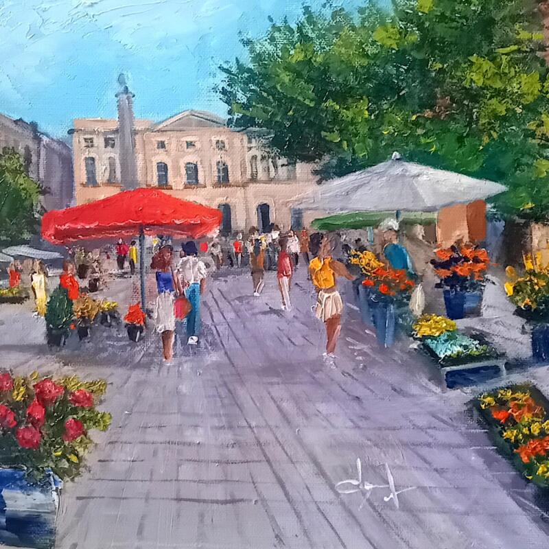 Painting Ce matin on va au marché à Aix by Degabriel Véronique | Painting Figurative Landscapes Oil