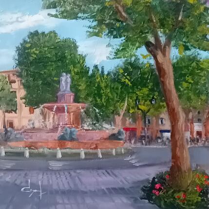 Peinture Fontaine de la rotonde à Aix  par Degabriel Véronique | Tableau Figuratif Huile Paysages
