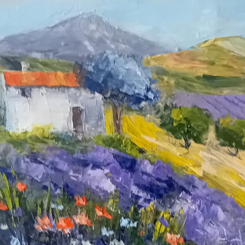 Painting Petit cabanon près de la montagne Ste Victoire  by Degabriel Véronique | Painting Figurative Landscapes Oil