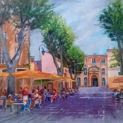 Peinture Place de l'archevêché à Aix  par Degabriel Véronique | Tableau Figuratif Huile Paysages