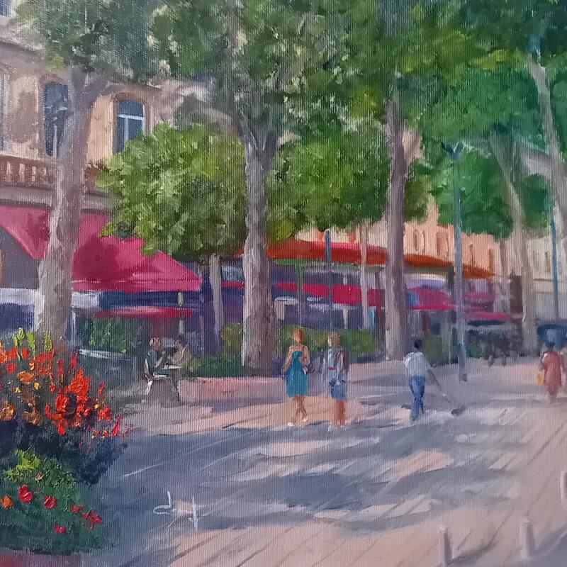 Painting Balade cours Mirabeau à Aix  by Degabriel Véronique | Painting Figurative Landscapes Oil