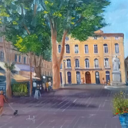 Peinture Statue du roi René à Aix  par Degabriel Véronique | Tableau Figuratif Huile Paysages