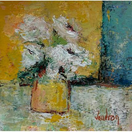 Peinture Les anémones au pot jaune par Vaudron | Tableau Figuratif Gouache Nature