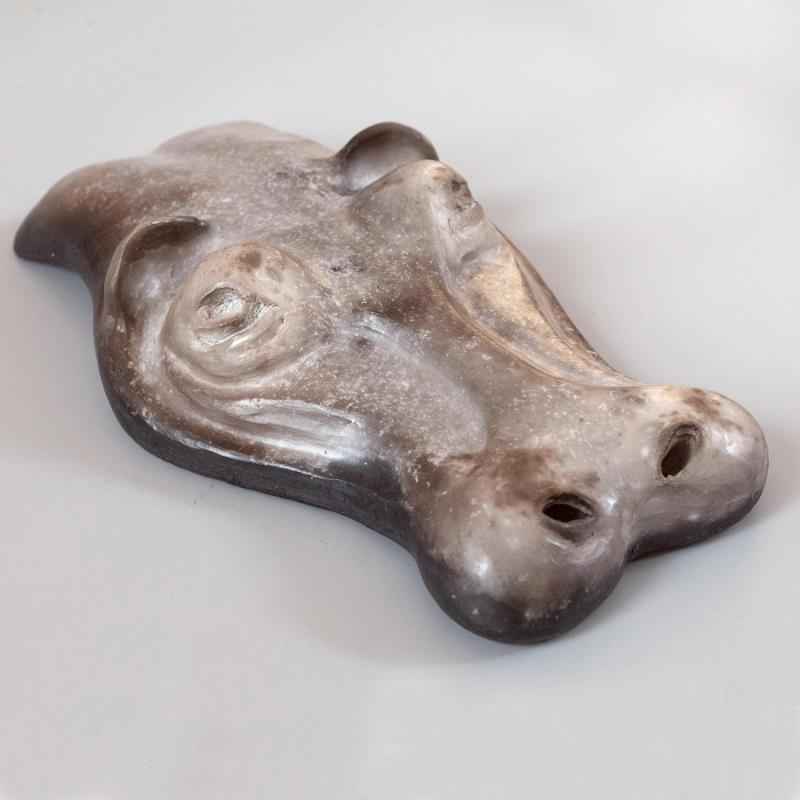 Sculpture Hippopotame par Nathalie Roverato | Sculpture Figuratif Animaux Minimaliste Nature Raku