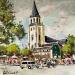 Peinture Abbaye de Paris Saint Germain par Lallemand Yves | Tableau Figuratif Urbain Acrylique