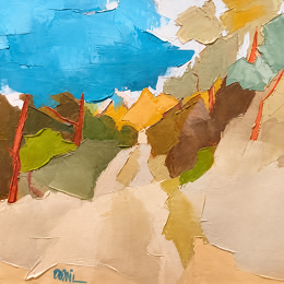 Painting Sentier en sous-bois by PAPAIL | Painting Abstract Oil Landscapes