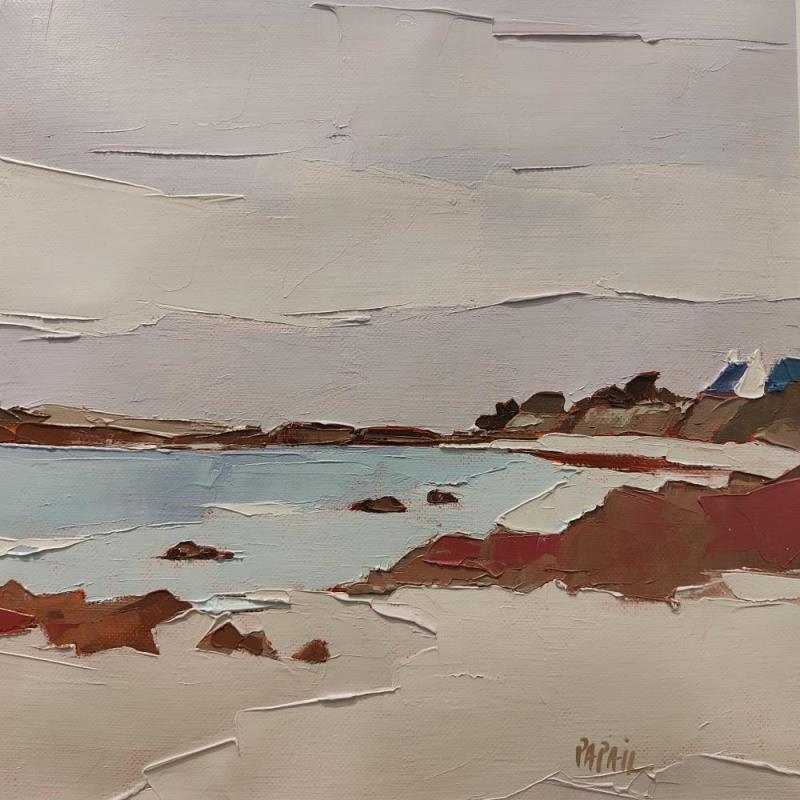 Painting Balade un jour gris by PAPAIL | Painting Abstract Landscapes Oil