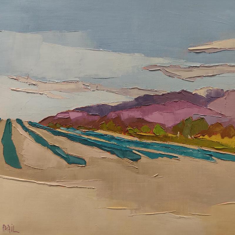 Painting Lavandes... encore et encore by PAPAIL | Painting Abstract Landscapes Oil