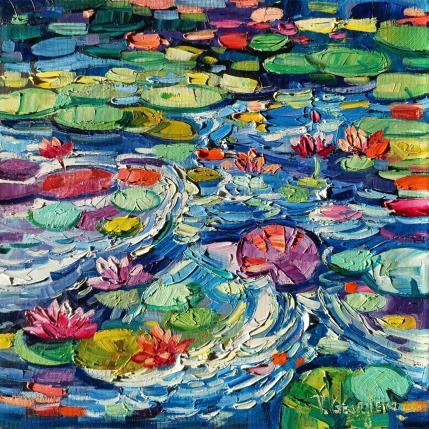 Painting Water lilies liberty by Georgieva Vanya | Painting Figurative Oil Landscapes