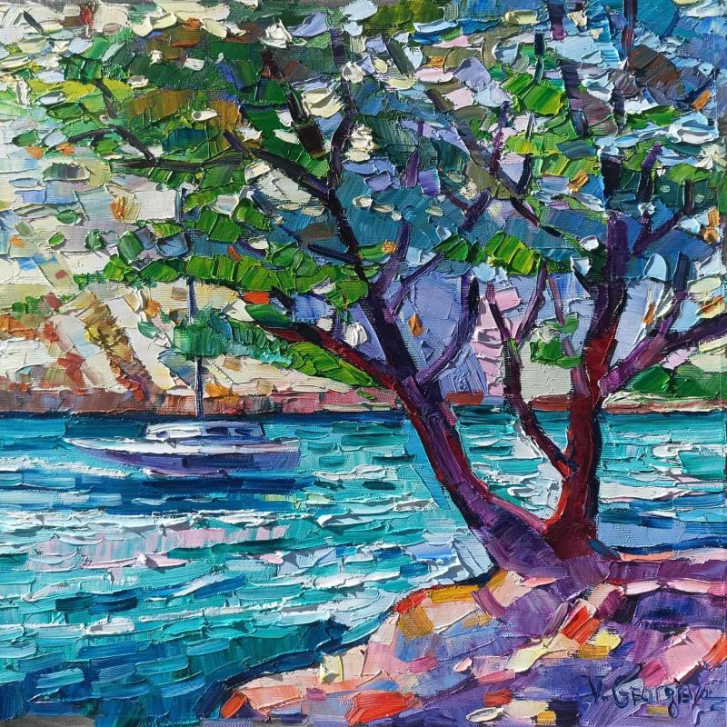 Painting Sailing on the blue sea by Georgieva Vanya | Painting Figurative Landscapes Oil