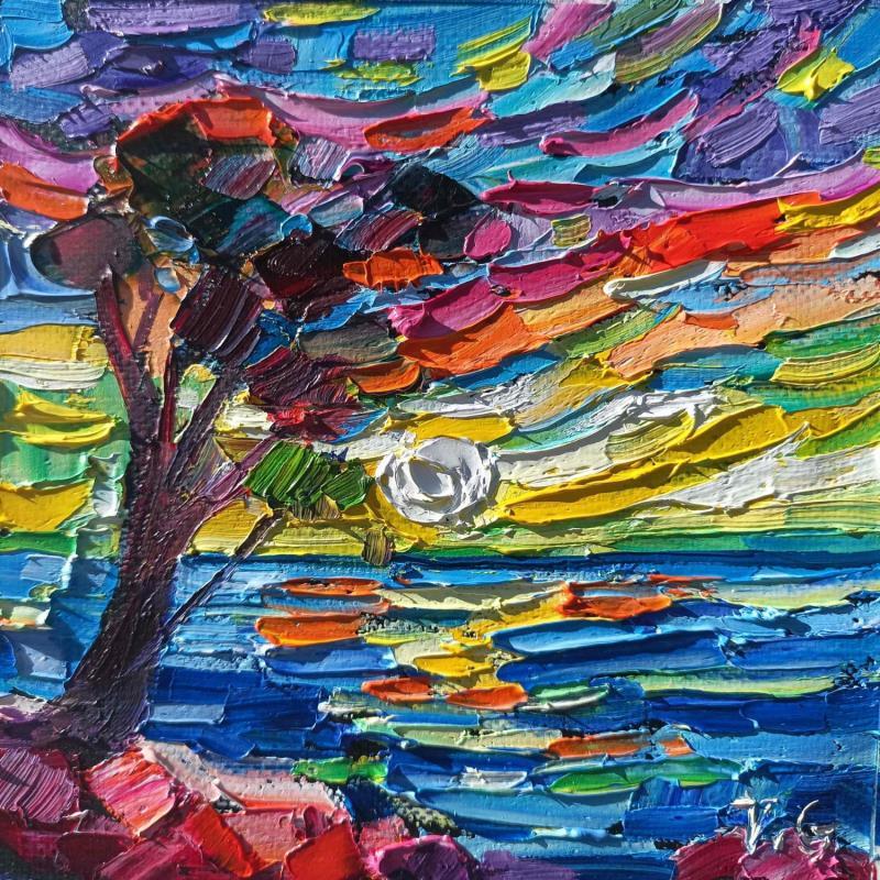 Painting Tree on sea by Georgieva Vanya | Painting Figurative Landscapes Oil