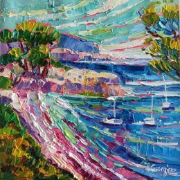 Painting Beach of Provence  by Georgieva Vanya | Painting Figurative Oil Landscapes