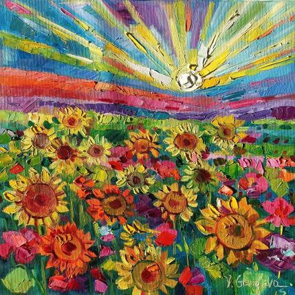 Peinture Sunflowers joy par Georgieva Vanya | Tableau Figuratif Huile Paysages