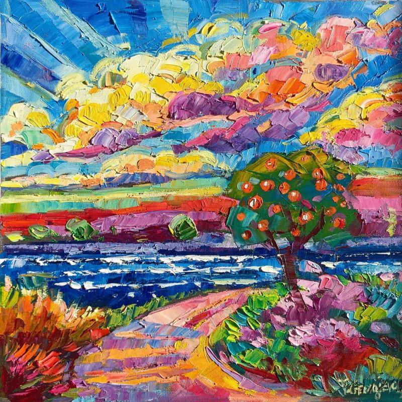 Peinture Orange tree on the coast par Georgieva Vanya | Tableau Figuratif Paysages Huile