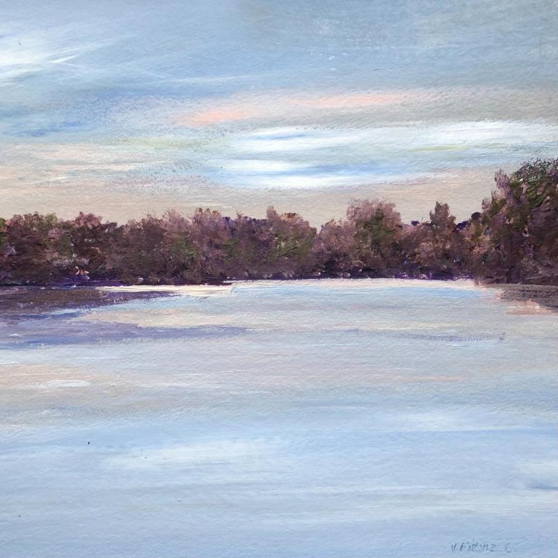Peinture Lumière du soir sur la Loire  par Fièvre Véronique | Tableau Figuratif Paysages Nature Acrylique
